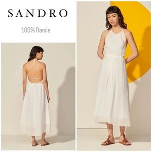 SANDRO ~ Long Backless Dress And Lace Trim